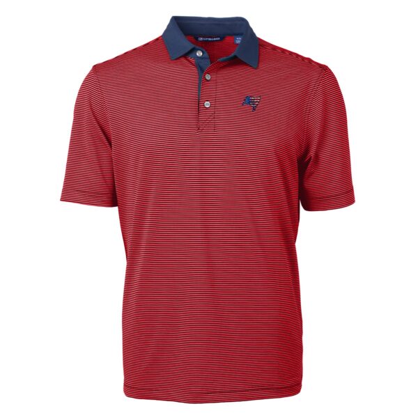 Men's Cutter & Buck Red/Navy Tampa Bay Buccaneers Big & Tall Virtue Eco Pique Micro Stripe Recycled Polo - Image 8