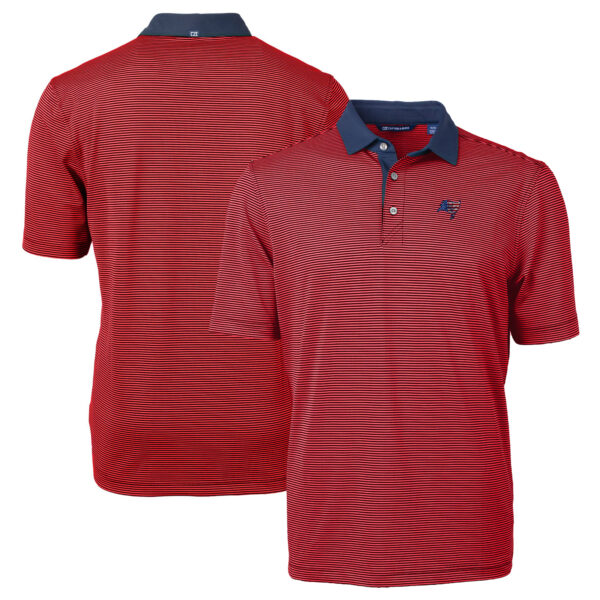 Men's Cutter & Buck Red/Navy Tampa Bay Buccaneers Big & Tall Virtue Eco Pique Micro Stripe Recycled Polo