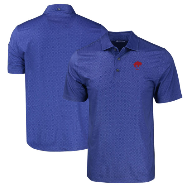 Men's Cutter & Buck  Royal Buffalo Bills Throwback Big & Tall Pike Eco Tonal Geo Print Stretch Recycled Polo - Image 8