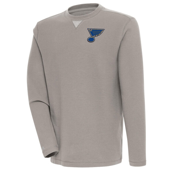 Men's Antigua  Oatmeal St. Louis Blues Flier Bunker Tri-Blend Pullover Sweatshirt