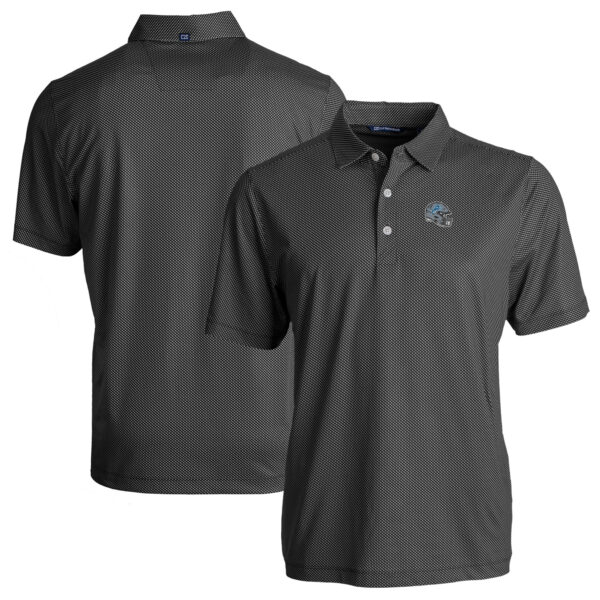 Men's Cutter & Buck  Black Detroit Lions Helmet Big & Tall Pike Eco Symmetry Print Stretch Recycled Polo