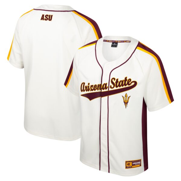 Men's Colosseum Cream Arizona State Sun Devils Ruth Button-Up Baseball Jersey