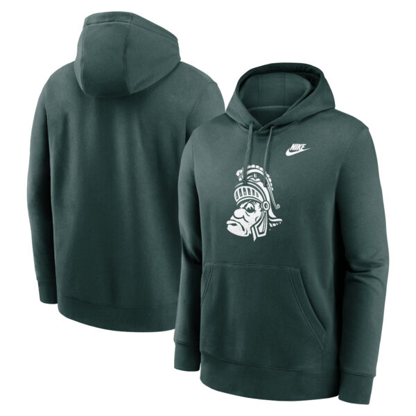 Men's Nike Green Michigan State Spartans Legacy Logo Club Fleece Pullover Hoodie - Image 5