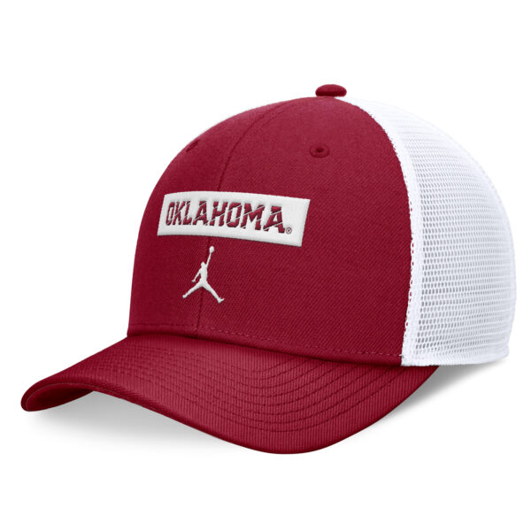 Men's Jordan Brand Crimson/White Oklahoma Sooners 2024 Sideline Trucker Adjustable Hat - Image 2