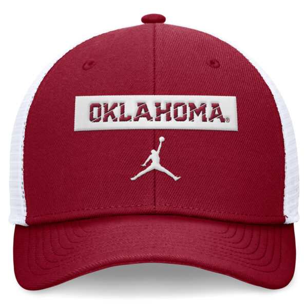 Men's Jordan Brand Crimson/White Oklahoma Sooners 2024 Sideline Trucker Adjustable Hat - Image 7