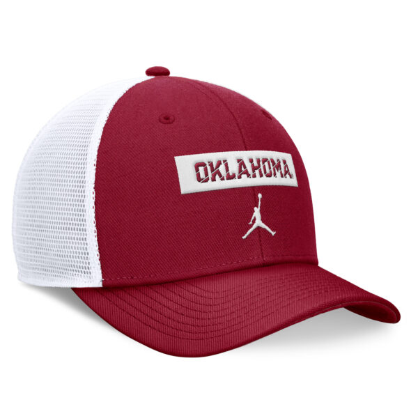 Men's Jordan Brand Crimson/White Oklahoma Sooners 2024 Sideline Trucker Adjustable Hat - Image 8