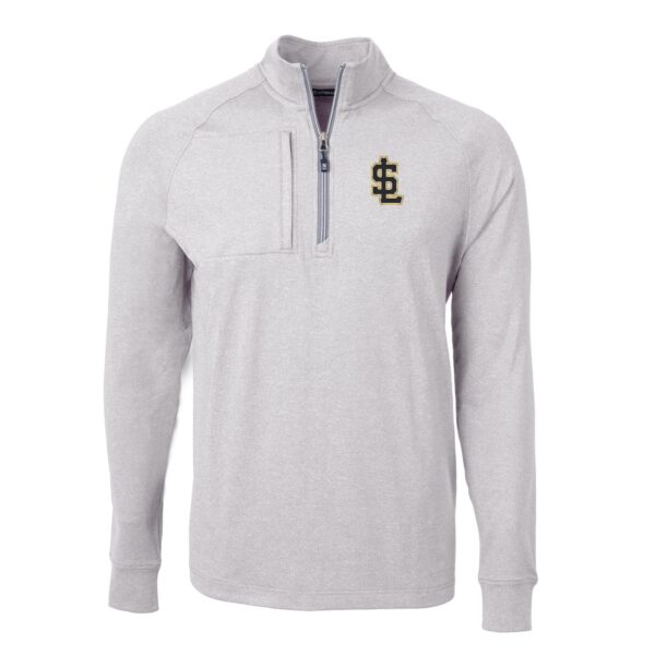 Men's Cutter & Buck  Heather Gray Salt Lake Bees Adapt Eco Knit Heather Recycled Quarter-Zip Pullover - Image 6