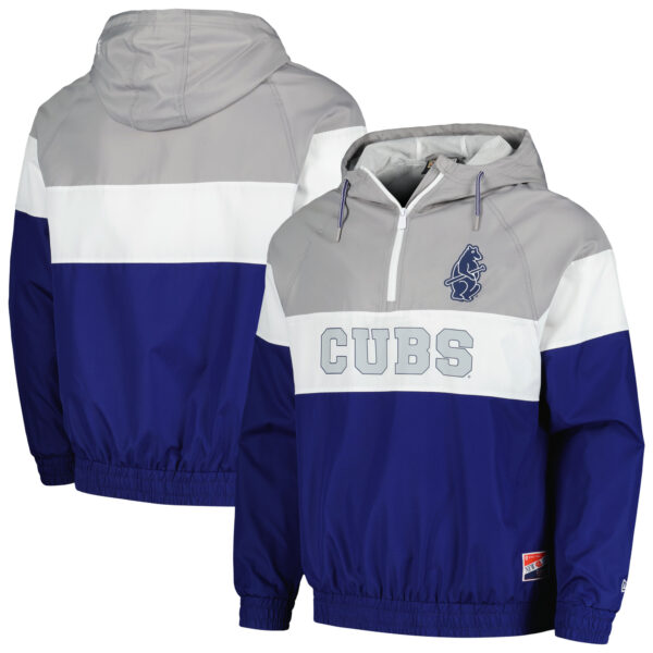 Men's New Era Royal Chicago Cubs Ripstop Raglan Quarter-Zip Hoodie Windbreaker Jacket - Image 5