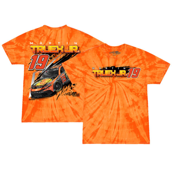 Youth Joe Gibbs Racing Team Collection  Orange Martin Truex Jr Bass Pro Shops Car Tie-Dye T-Shirt - Image 5