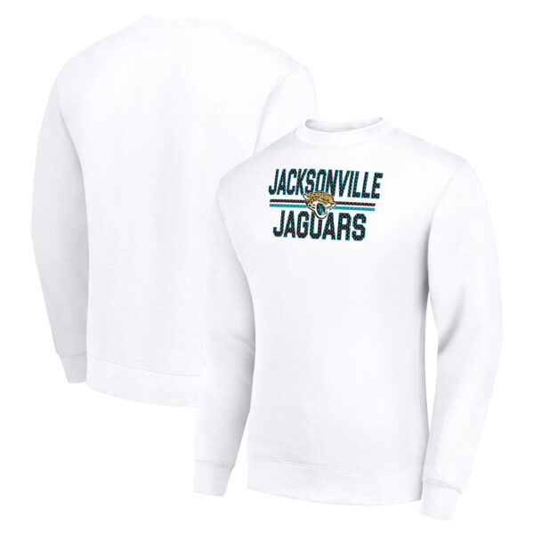 Men's Starter White Jacksonville Jaguars Team Mesh Print Graphic Pullover Sweatshirt - Image 5