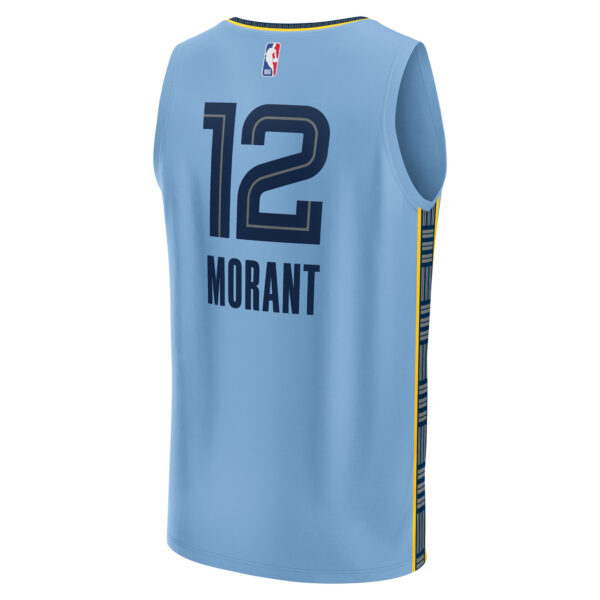 Men's Fanatics Ja Morant Light Blue Memphis Grizzlies Fast Break Replica Player Jersey - Statement Edition - Image 7
