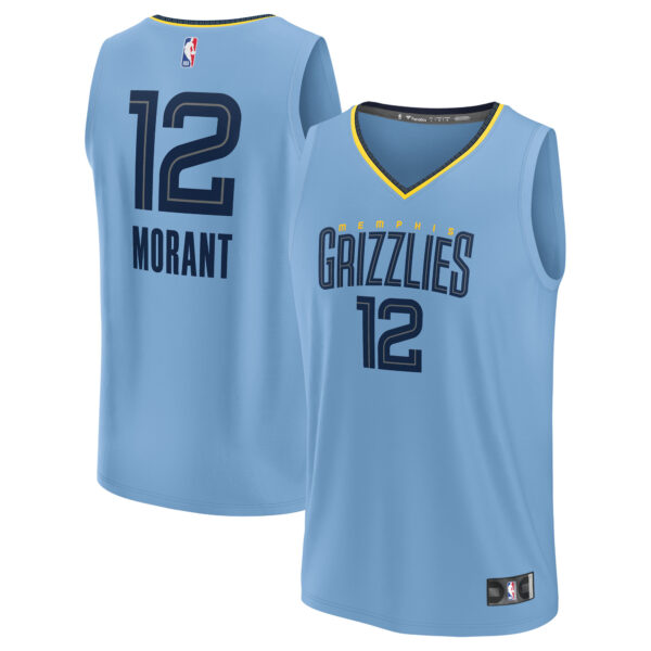 Men's Fanatics Ja Morant Light Blue Memphis Grizzlies Fast Break Replica Player Jersey - Statement Edition