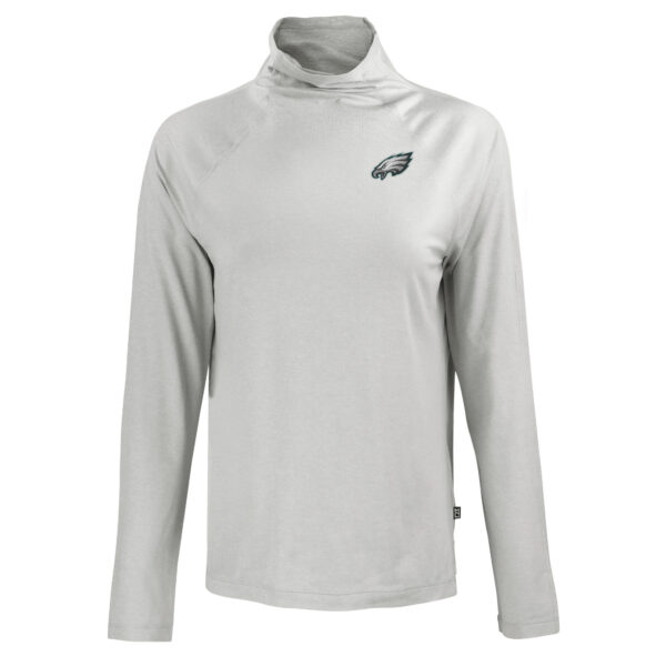Women's Cutter & Buck Gray Philadelphia Eagles Coastline Epic Comfort Eco Recycled Funnel Neck Raglan Pullover Sweatshirt - Image 6