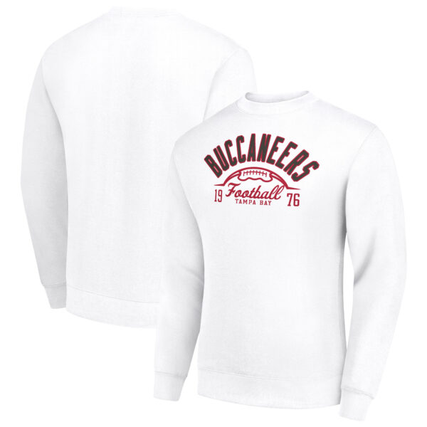 Men's Starter White Tampa Bay Buccaneers Half Ball Team Graphic Tri-Blend Fleece Pullover Sweatshirt - Image 5