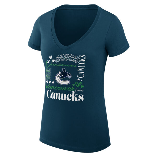 Women's G-III 4Her by Carl Banks Blue Vancouver Canucks Collage Team Graphic Fitted T-Shirt - Image 6