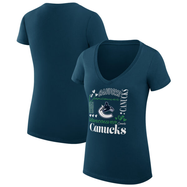 Women's G-III 4Her by Carl Banks Blue Vancouver Canucks Collage Team Graphic Fitted T-Shirt
