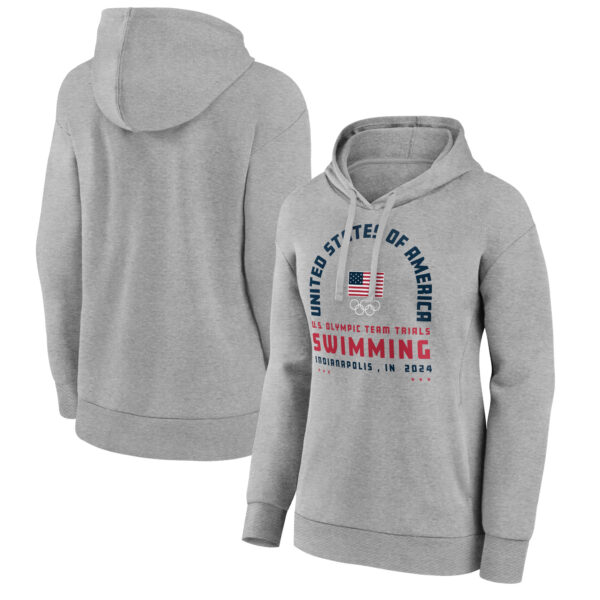 Women's Gray USA Swimming 2024 U.S. Olympic Team Trials Arch Pullover Hoodie