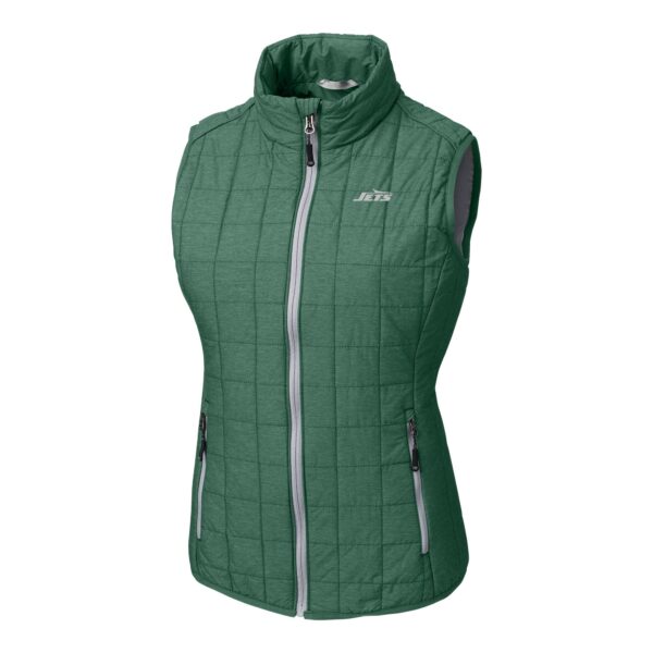 Women's Cutter & Buck Hunter Green New York Jets  Primary Logo  Rainier PrimaLoft Eco Insulated Full-Zip Printed Puffer Vest - Image 6