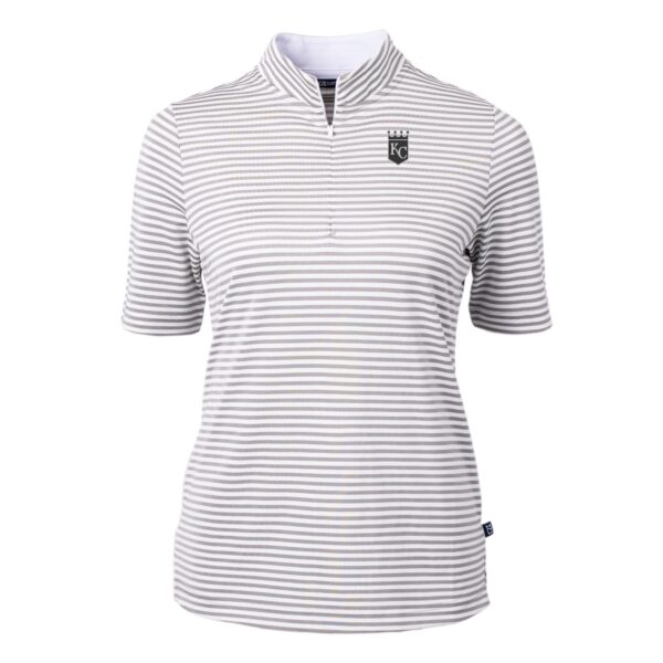 Women's Cutter & Buck Gray Kansas City Royals Virtue Eco Pique Stripe Recycled Polo - Image 6