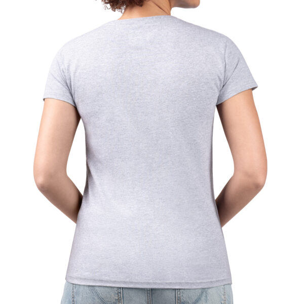 Women's G-III 4Her by Carl Banks Heather Gray Los Angeles Lakers Flowers Team Logo Graphic Fitted V-Neck T-Shirt - Image 3