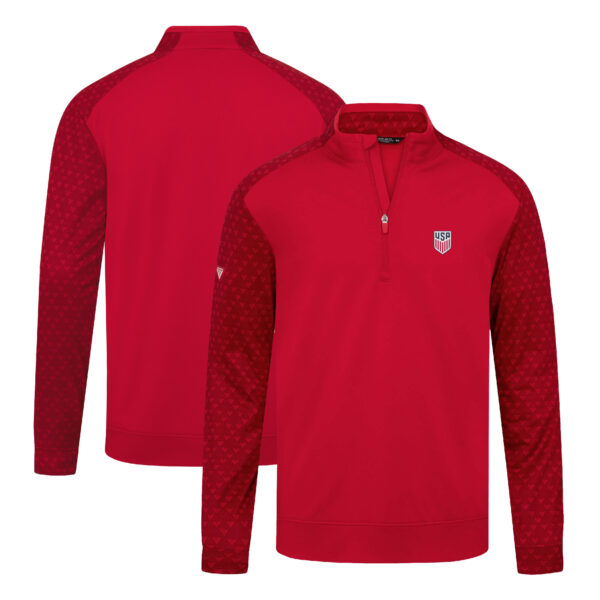 Men's Levelwear Red USMNT Aztec Quarter-Zip Pullover Top - Image 4