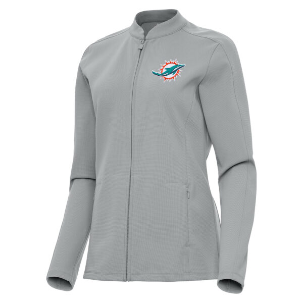 Women's Antigua  Gray Miami Dolphins Regard Full-Zip Jacket