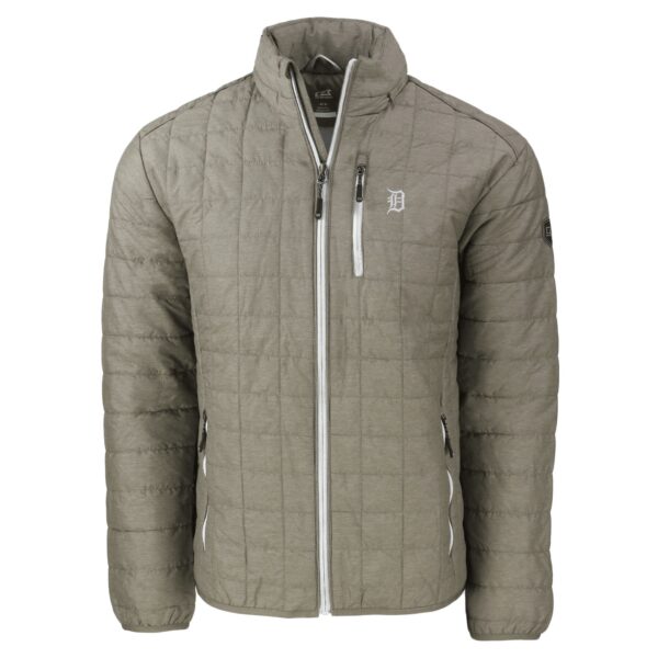 Men's Cutter & Buck Pewter Detroit Tigers Rainier PrimaLoft® Eco Insulated Full-Zip Hoodie Puffer Jacket - Image 6