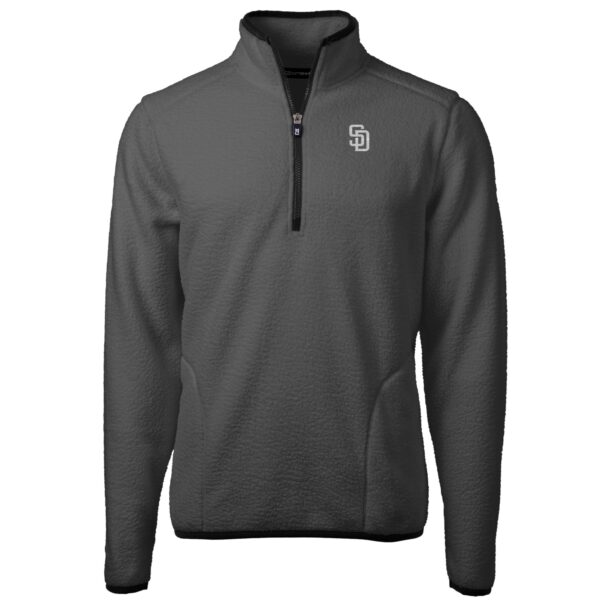 Men's Cutter & Buck Gray San Diego Padres Cascade Eco Fleece Quarter-Zip Jacket - Image 6
