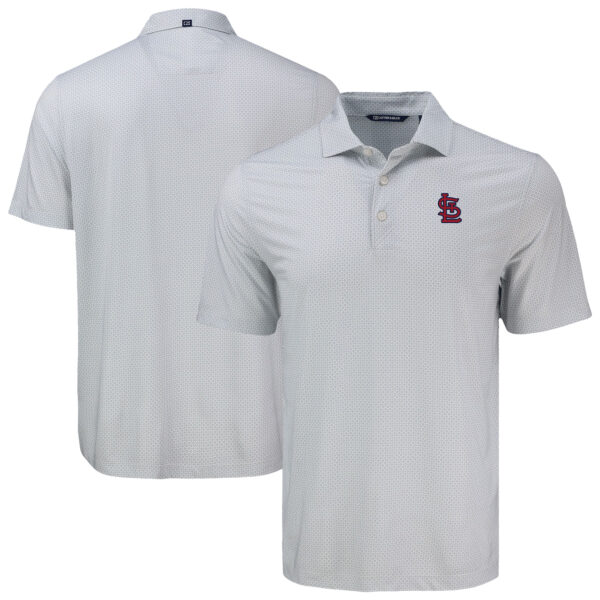 Men's Cutter & Buck Gray St. Louis Cardinals Big & Tall Pike Eco Diamond Dot Print Polo - Image 5