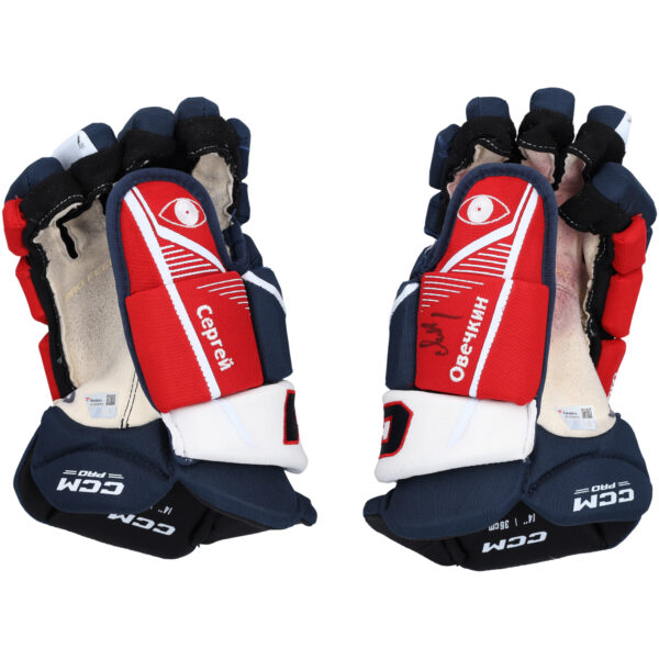 Alexander Ovechkin Washington Capitals Autographed Game-Used Navy/Red CCM Gloves from the 2023-24 NHL Season - RG13338751-52