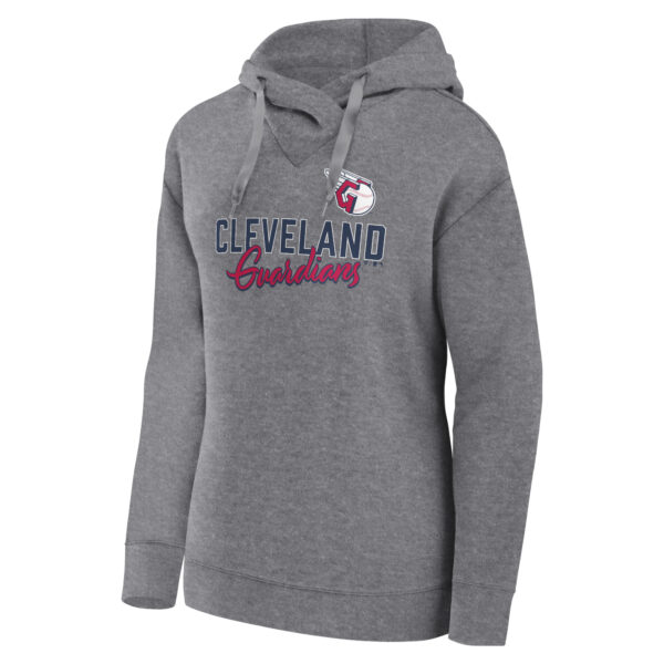 Women's Fanatics Heather Gray Cleveland Guardians Script Favorite Lightweight Pullover Hoodie - Image 6
