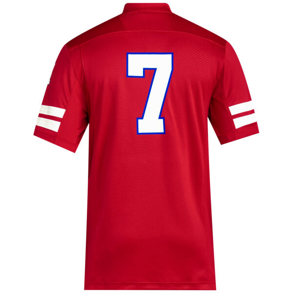Men's adidas #7 Scarlet Nebraska Huskers Memorial Stadium 100th Anniversary Premier Football Jersey - Image 4