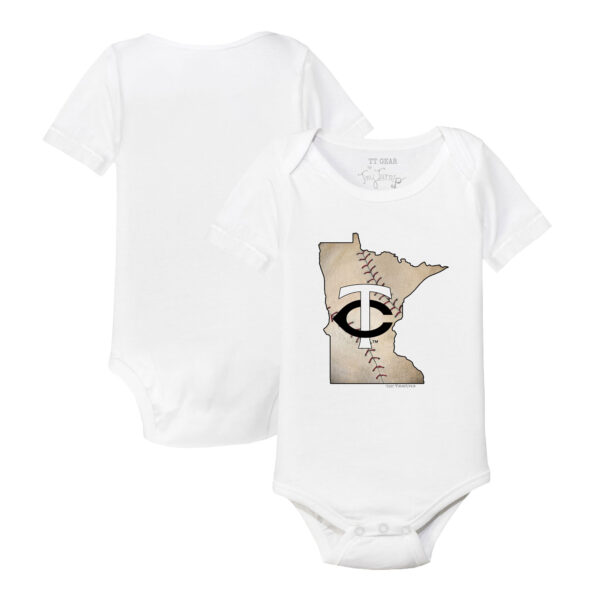 Infant Tiny Turnip White Minnesota Twins State Outline Bodysuit - Image 5