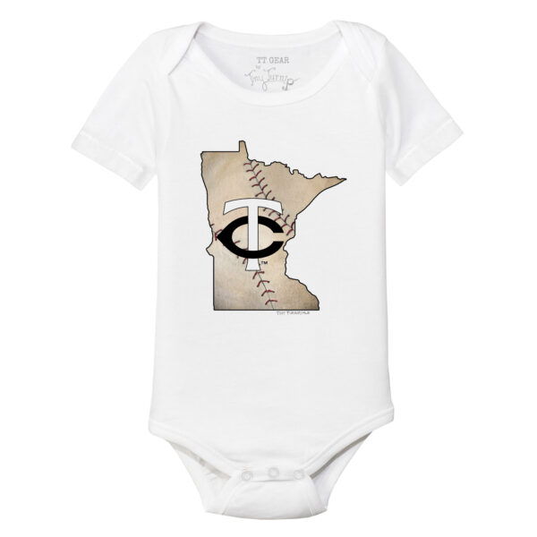 Infant Tiny Turnip White Minnesota Twins State Outline Bodysuit - Image 6