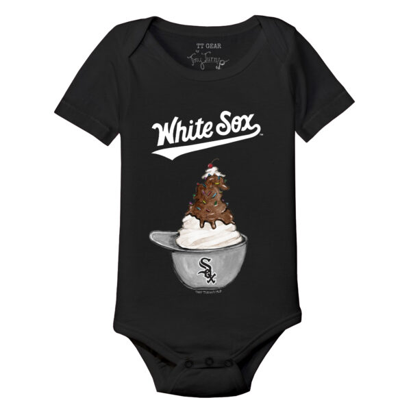 Infant Tiny Turnip Black Chicago White Sox Sundae Helmet Bodysuit - Image 3
