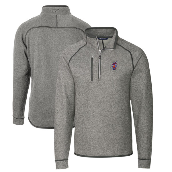 Men's Cutter & Buck Heather Gray Florida Gators Swinging Gator Mainsail Sweater-Knit Half-Zip Pullover Top - Image 2