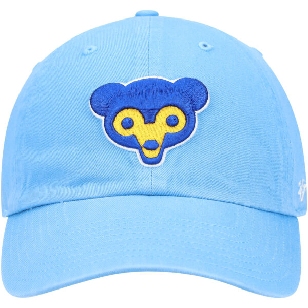 Men's '47 Light Blue Chicago Cubs Logo Cooperstown Collection Clean Up Adjustable Hat - Image 7