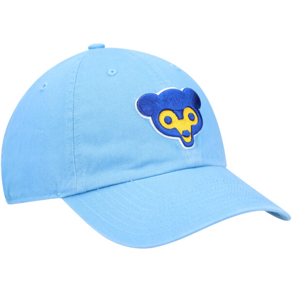 Men's '47 Light Blue Chicago Cubs Logo Cooperstown Collection Clean Up Adjustable Hat - Image 8