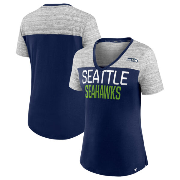 Women's Fanatics College Navy/Heathered Gray Seattle Seahawks Close Quarters V-Neck T-Shirt - Image 5