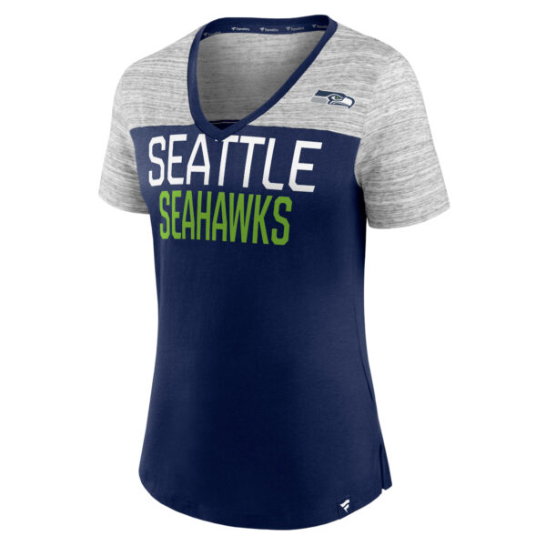 Women's Fanatics College Navy/Heathered Gray Seattle Seahawks Close Quarters V-Neck T-Shirt - Image 3