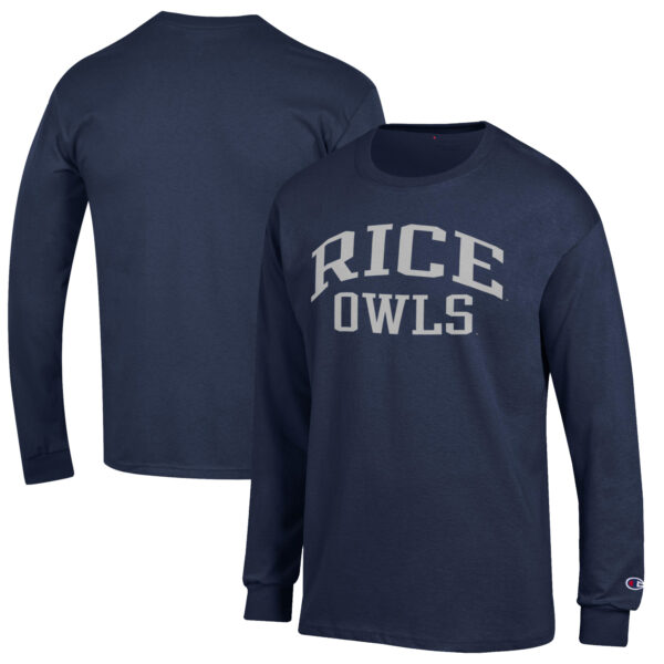 Men's Champion Navy Rice Owls Jersey Long Sleeve T-Shirt - Image 5