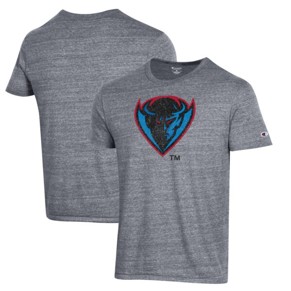 Men's Champion Gray DePaul Blue Demons Ultimate Tri-Blend T-Shirt - Image 5