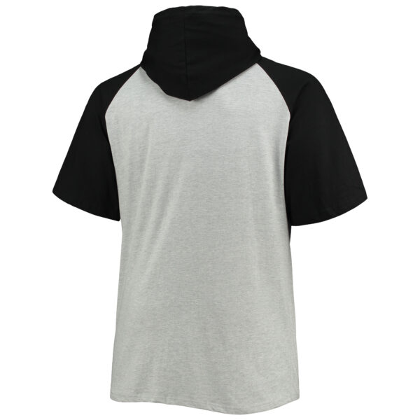 Men's Heathered Gray/Black New Orleans Saints Big & Tall Raglan Short Sleeve Pullover Hoodie - Image 7