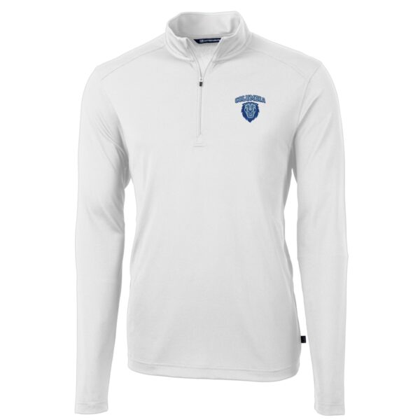 Men's Cutter & Buck White Columbia University Big & Tall Virtue Eco Pique Recycled Quarter-Zip Pullover Top - Image 6