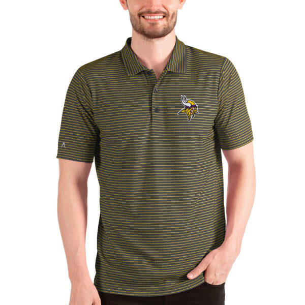 Men's Antigua Heathered Black/Gold Minnesota Vikings Esteem Polo