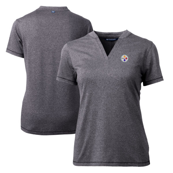 Women's Cutter & Buck Heather Charcoal Pittsburgh Steelers Forge Stretch Blade Polo