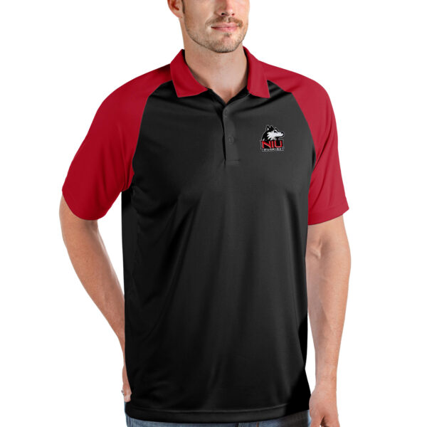 Men's Antigua Black/Red Northern Illinois Huskies Nova Polo