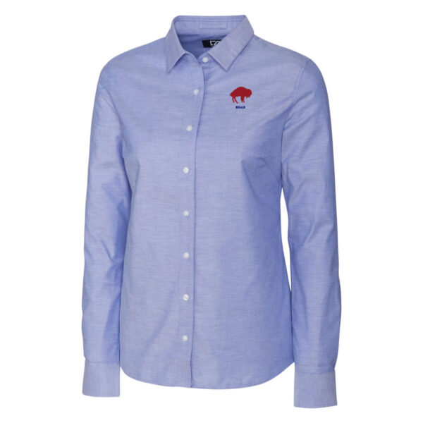 Women's Cutter & Buck Powder Blue Buffalo Bills Throwback Logo Oxford Stretch Long Sleeve Button-Up Shirt - Image 6