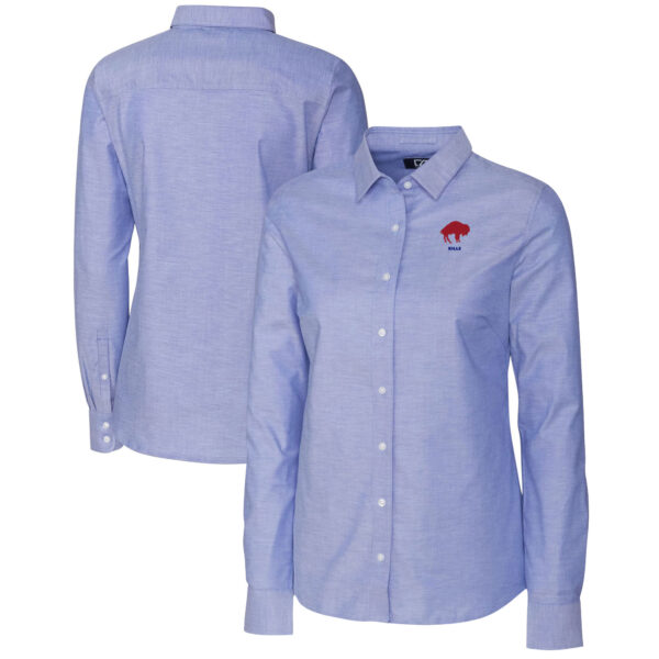 Women's Cutter & Buck Powder Blue Buffalo Bills Throwback Logo Oxford Stretch Long Sleeve Button-Up Shirt