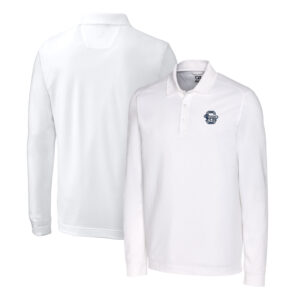 Men's Cutter & Buck White Penn State Nittany Lions Advantage Tri-Blend Pique Long Sleeve Polo